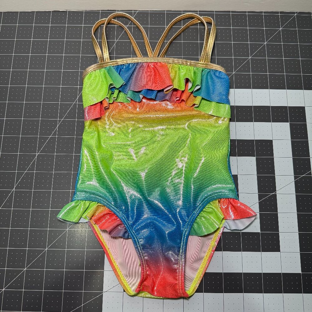 Real Love Baby Girls Rainbow Metallic One Piece Bathing Suit Size 24 Months